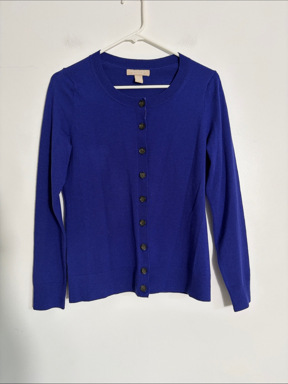 Banana Republic Merino Wool Royal Blue Button-Up Cardigan Small